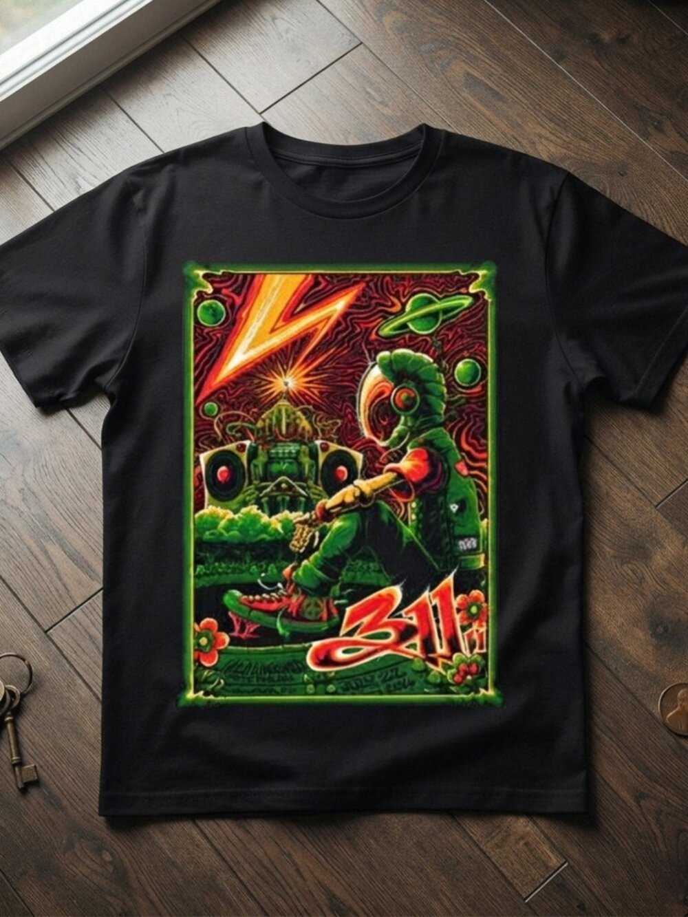 311 Band Psychedelic Alien Graphic Vintage Black T-Shirt